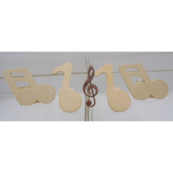 Set Of 4 Large & 10 Small Wood Music Note & Treble Clef Cutouts - Picture 2 of 5
